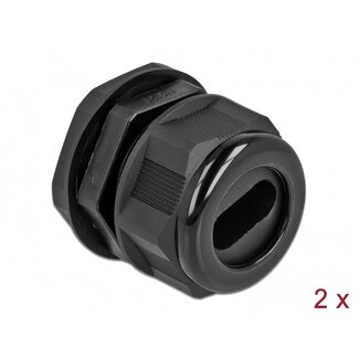DeLOCK Kabelverschraubung für 1 Flachkabel | PG29 | 22,5 x 11 mm | IP68 | Schwarz | 2 Stück