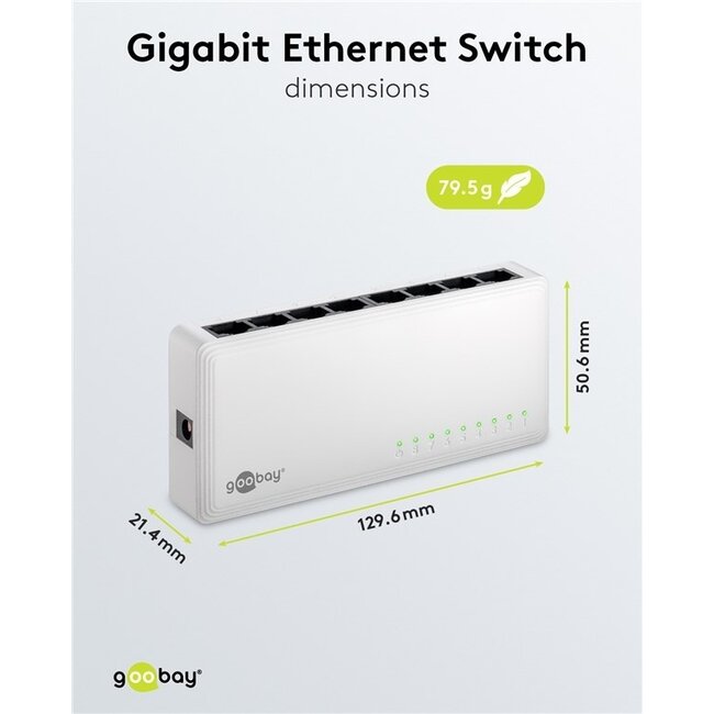 Goobay Gigabit Ethernet Switch | 8 Ports | Weiß