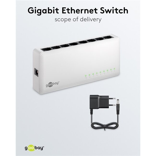 Goobay Gigabit Ethernet Switch | 8 Ports | Weiß