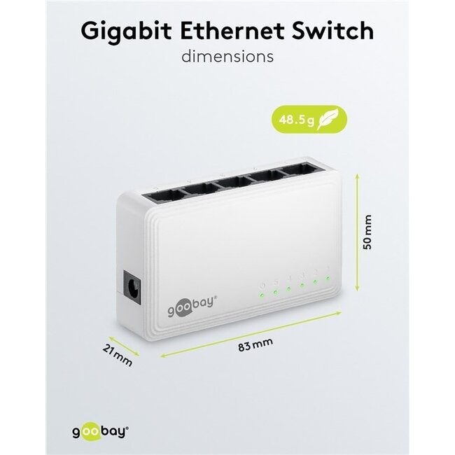 Goobay Gigabit Ethernet Switch | 5 Ports | Weiß