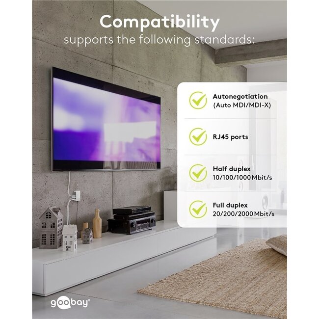 Goobay Gigabit Ethernet Switch | 5 Ports | Weiß