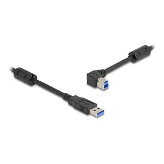 DeLOCK USB-A auf USB-B Winkelkabel (links) | USB 3.0 5 Gbps | 10W | Schwarz | 2 Meter