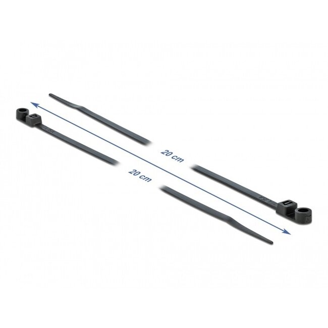 Kabelbinder mit Montageloch | 200 x 4,8 mm | Schwarz | 10 Stück