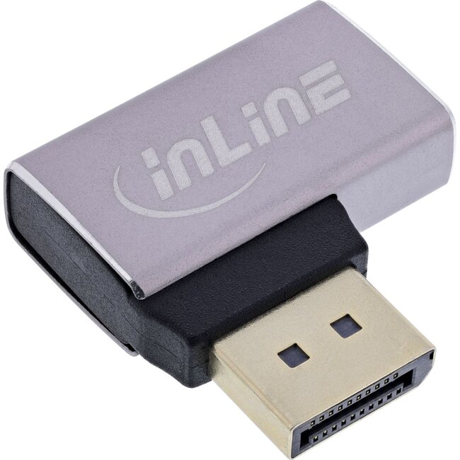 InLine DisplayPort Adapter | 90° Links | DP1.4 (8K 60Hz) | HBR3 | Aluminium