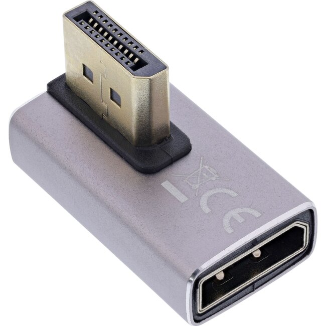 InLine DisplayPort Adapter | 90° links | DP1.4 (8K 60Hz) | HBR3 | Aluminium