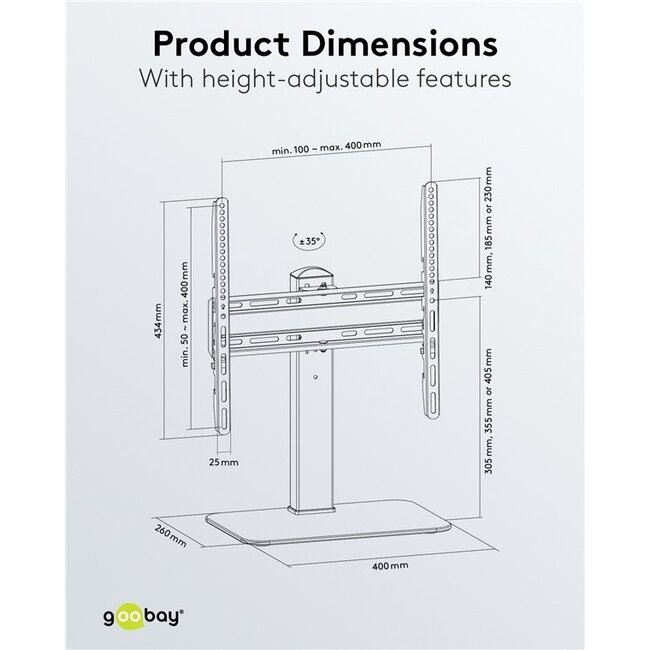 Goobay TV-Tischständer | 32-55 Zoll | drehbar | höhenverstellbar