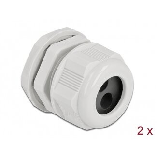 DeLOCK Kabelverschraubung für 2 runde Kabel | PG21 | 2x 8 mm | IP68 | Grau | 2 Stück