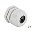 Kabelverschraubung für 2 runde Kabel | PG21 | 2x 8 mm | IP68 | Grau | 2 Stück