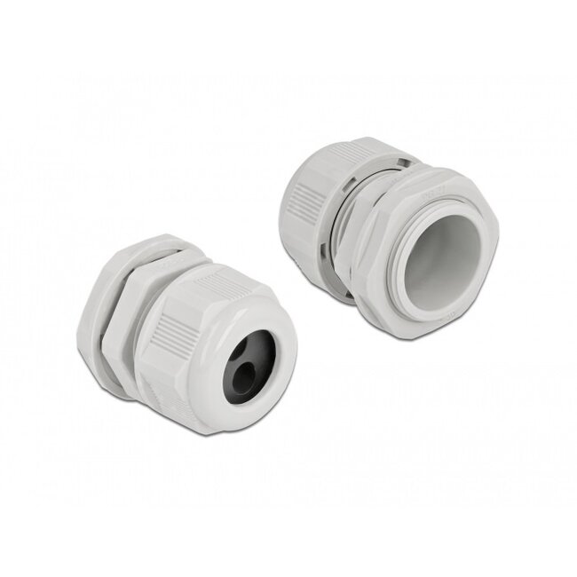Kabelverschraubung für 2 runde Kabel | PG21 | 2x 8 mm | IP68 | Grau | 2 Stück