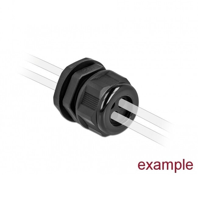 Kabelverschraubung für 3 runde Kabel | PG9 | 3x 3 mm | IP68 | Schwarz | 2 Stück