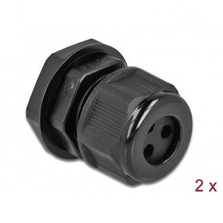 DeLOCK Kabelverschraubung für 3 runde Kabel | PG13.5 | 3x 4 mm | IP68 | Schwarz | 2 Stück