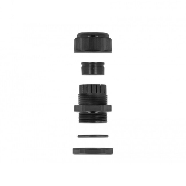 Kabelverschraubung für 3 runde Kabel | PG13.5 | 3x 4 mm | IP68 | Schwarz | 2 Stück