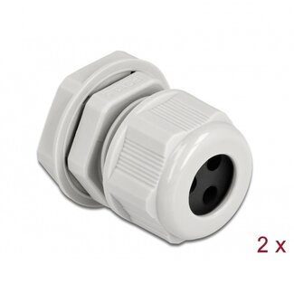 DeLOCK Kabelverschraubung für 3 runde Kabel | PG13.5 | 3x4 mm | IP68 | Grau | 2 Stück