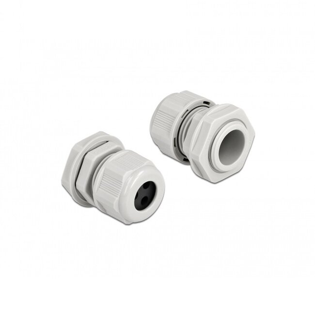 Kabelverschraubung für 3 runde Kabel | PG13.5 | 3x4 mm | IP68 | Grau | 2 Stück