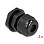 Kabelverschraubung für 4 runde Kabel | PG9 | 4x 2 mm | IP68 | Schwarz | 2 Stück