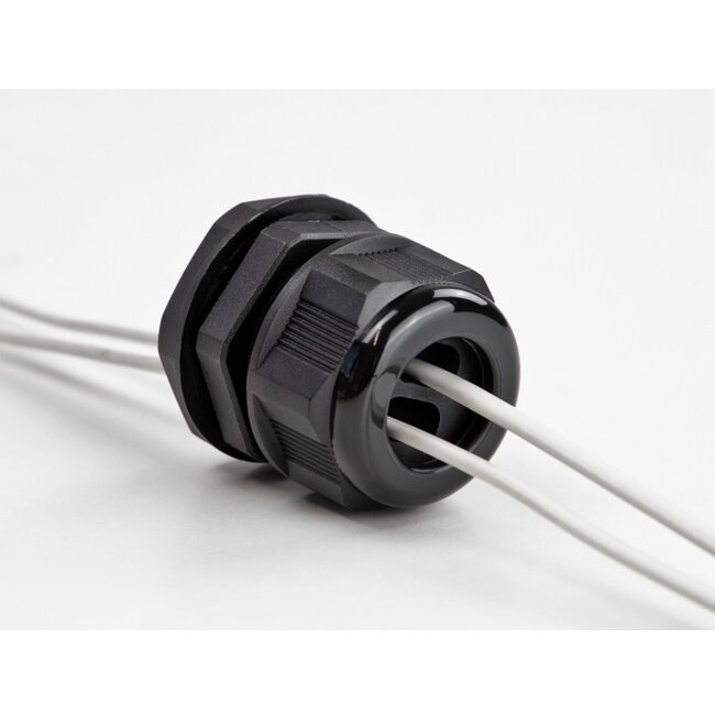 Kabelverschraubung für 2 Flachkabel | PG21 | 2x 8,6x5,0 mm | IP68 | Schwarz | 2 Stück