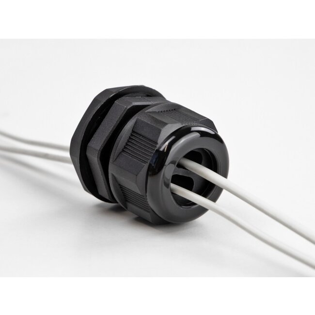 Kabelverschraubung für 2 Flachkabel | PG21 | 2x 11,5 x 6,2 mm | IP68 | Schwarz | 2 Stück