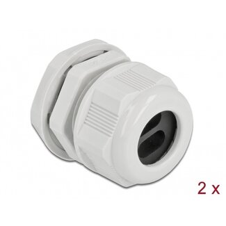 DeLOCK Kabelverschraubung für 2 Flachkabel | PG21 | 2x 11,5x6,2 mm | IP68 | Grau | 2 Stück