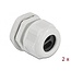 Kabelverschraubung für 2 Flachkabel | PG21 | 2x 11,5x6,2 mm | IP68 | Grau | 2 Stück