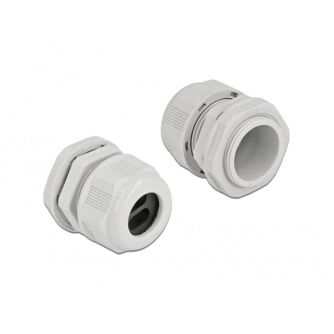 Kabelverschraubung für 2 Flachkabel | PG21 | 2x 11,5x6,2 mm | IP68 | Grau | 2 Stück