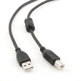 Cablexpert USB-A auf USB-B Kabel | Ferritkern | USB 2.0 | 10W | Schwarz | 1,5 m