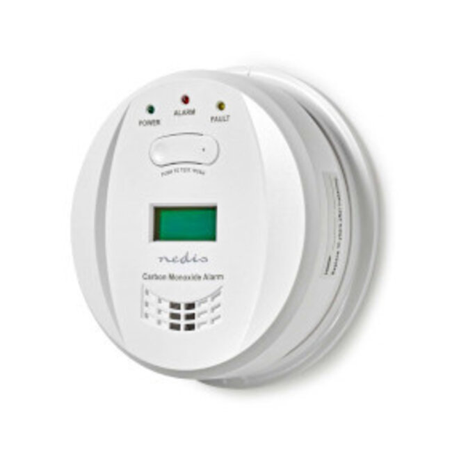 Kohlenmonoxidmelder mit Batterie | 5 Jahre Batterielaufzeit | Test- & Pausentaste | 85 dB | Weiß