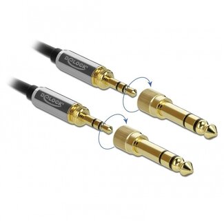 DeLOCK Delock 3,5mm Spiralkabel mit schraubbaren 6,35mm Jack Adaptern | 1 Meter