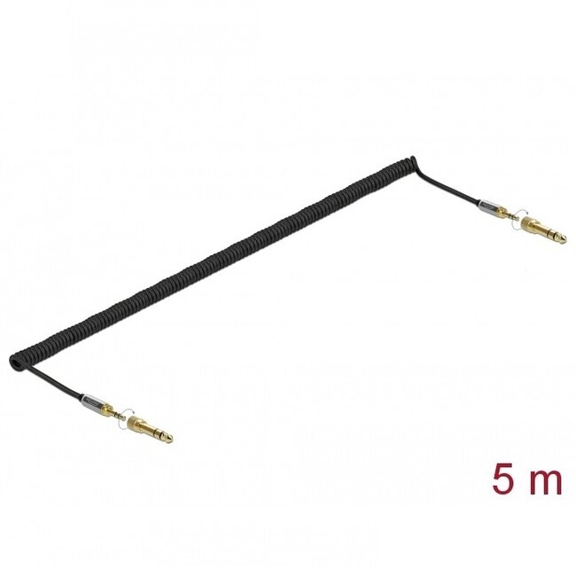 Delock 3,5mm Spiralkabel mit schraubbaren 6,35mm Jack Adaptern | 5 Meter