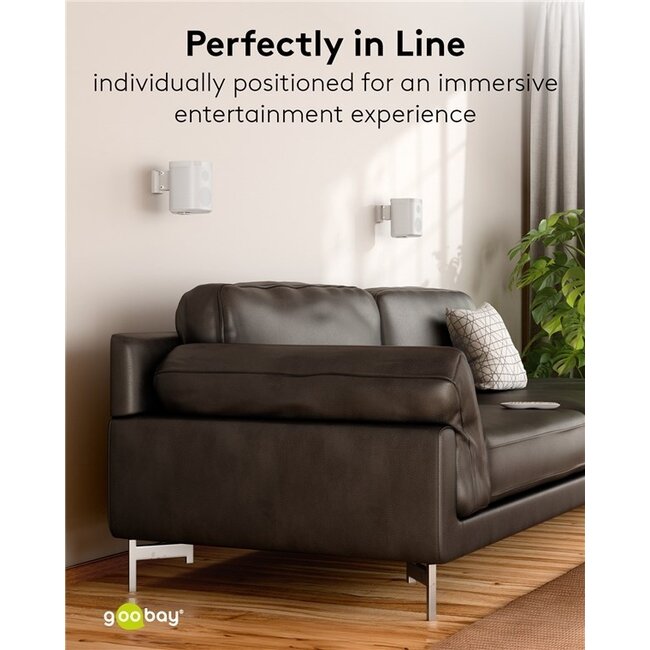 Goobay Wandhalterung Set für Sonos PLAY:1 und Sonos ONE/ONE SL | Full Motion | Weiß