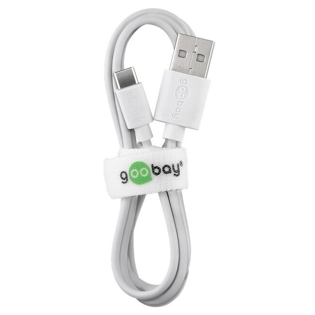 Goobay USB-Ladegerät | rechtwinklig | 1x USB-A | inkl. USB-C Kabel | 5W | weiß | 1 Meter