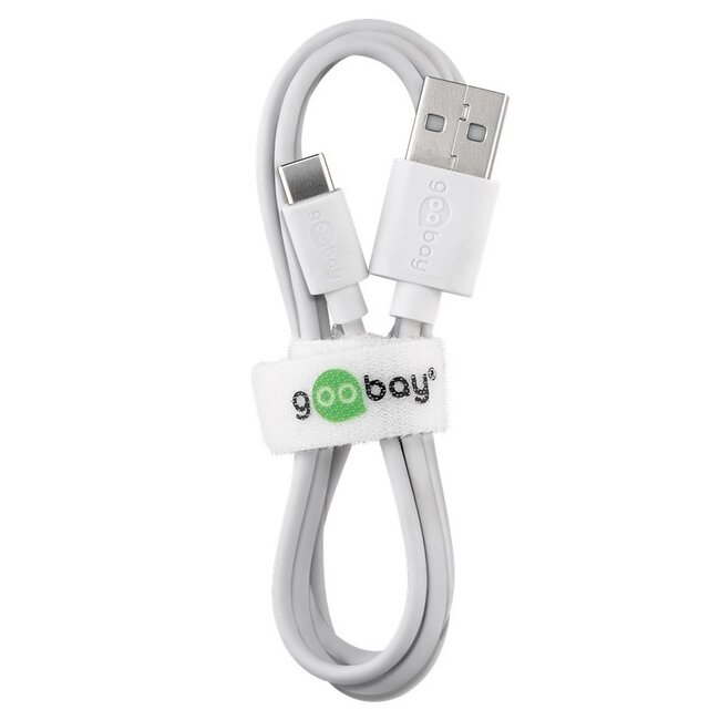 Goobay USB-Ladegerät flach 1x USB-A mit USB-C Kabel 5W weiß 1m