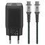 Goobay USB-Ladegerät | 2x USB-C PD & 1x USB-A QC | inkl. USB-C Kabel | 65W | Schwarz | 1m