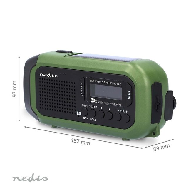 Nedis Notfallradio mit Taschenlampe | DAB+ & FM | 8W