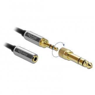 DeLOCK Delock 3,5mm Klinkenverlängerung Spiralkabel mit schraubbarem 6,35mm Adapter | 1 Meter