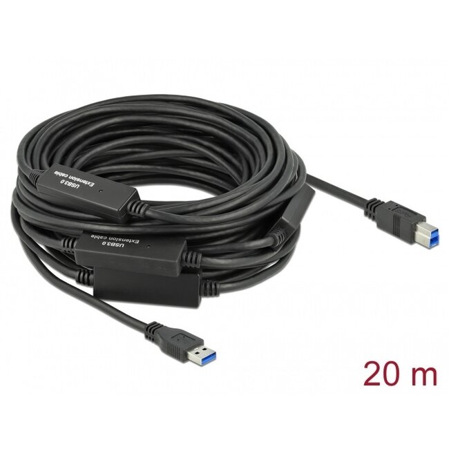 Delock Aktives USB-A zu USB-B Kabel | USB 3.0 5 Gbps | 20 Meter