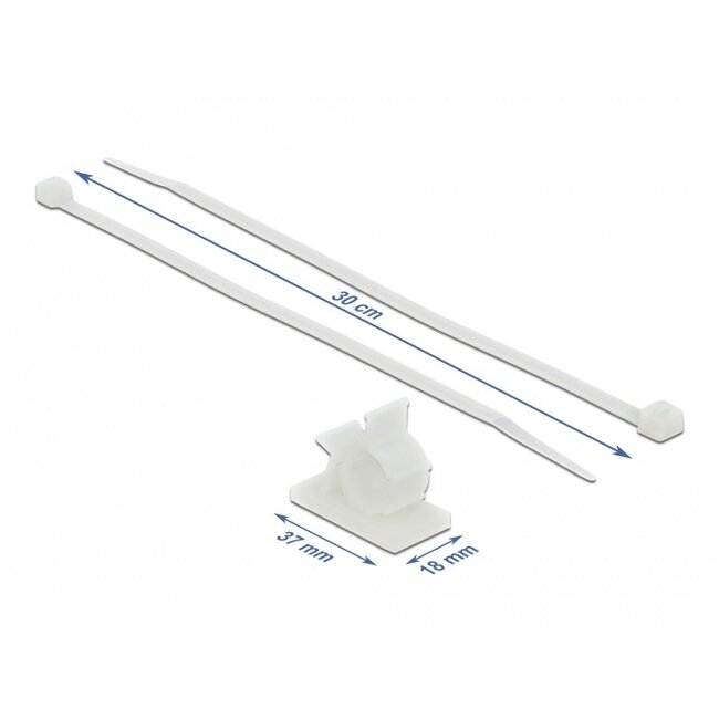 Kabelbinder mit Halterungen | 300 x 4,8 mm | transparent | 10 Stück