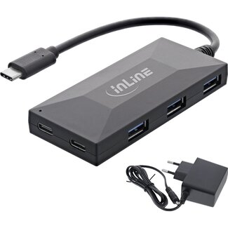 InLine InLine USB-Hub (USB-A/USB-C) | 3x USB-A + 2x USB-C | USB 3.0 5 Gbps | Externe Stromversorgung | 0,15 m
