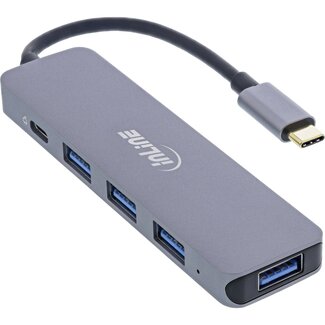 InLine InLine USB-Hub (USB-C) | 4x USB-A + 1x USB-C PD 87W | USB 3.0 5 Gbps | Aluminium | 0,15 m
