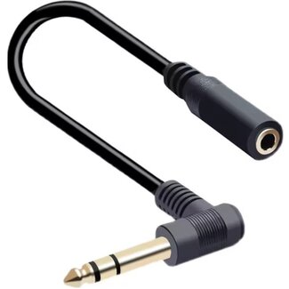 Universal 6,35mm Klinkenstecker rechtwinklig (m) - 3,5mm Klinkenbuchse (w) Adapter | Stereo | Vergoldet | 0,30 m