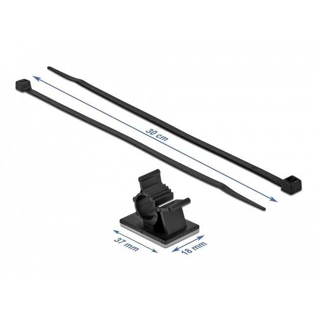 Kabelbinder mit Halterungen | 200 x 4,8 mm | Schwarz | 10 Stück