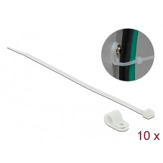 DeLOCK Kabelbinder mit Montageclip | 200 x 4,8 mm | transparent | 10 Stück