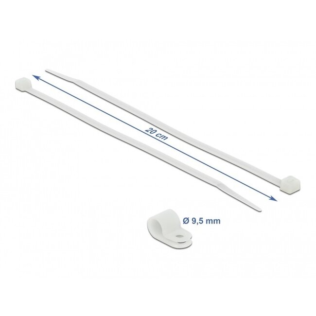 Kabelbinder mit Montageclip | 200 x 4,8 mm | transparent | 10 Stück