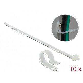 DeLOCK Kabelbinder mit Montageclip | 300 x 7,2 mm | transparent | 10 Stück