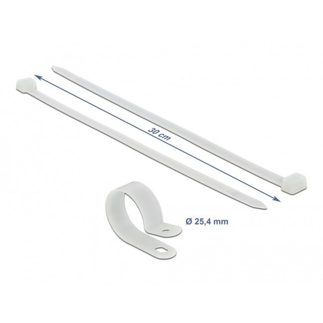 Kabelbinder mit Montageclip | 300 x 7,2 mm | transparent | 10 Stück