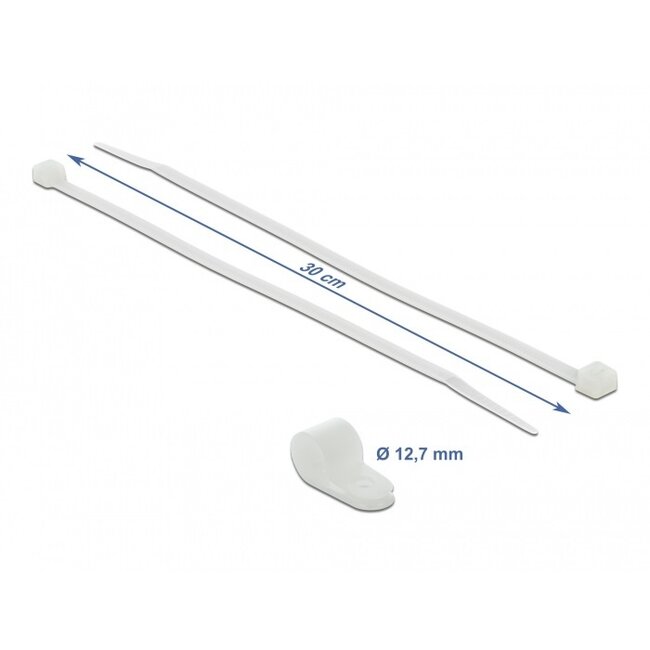 Kabelbinder mit Montageclip | 300 x 4,8 mm | transparent | 10 Stück