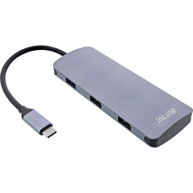 InLine USB-Hub (USB-C) | 3x USB-A + 4x USB-C (1x PD 100W) | USB 3.1 10 Gbps | Aluminium | 0,15 m