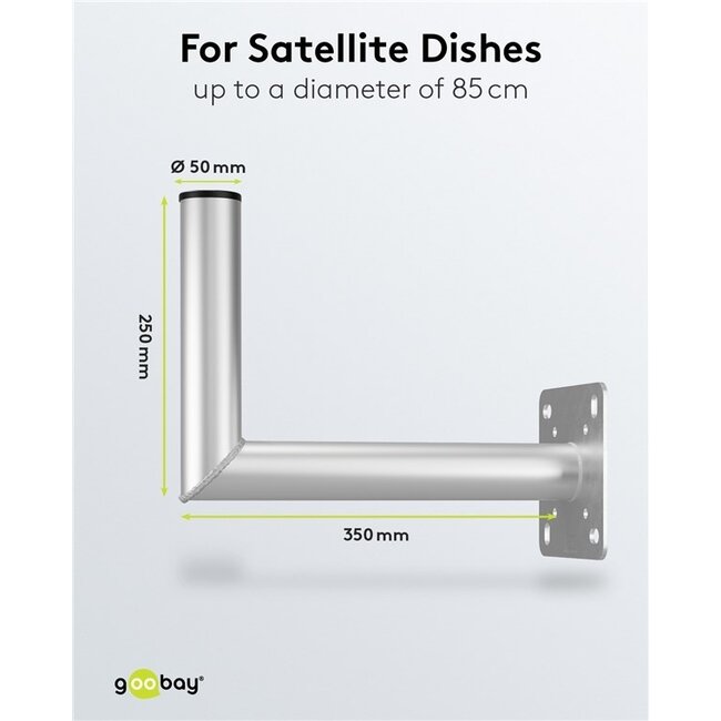 Goobay Wandhalterung für Satellitenschüssel | 35 cm Abstand | 50 mm Durchmesser | Silber