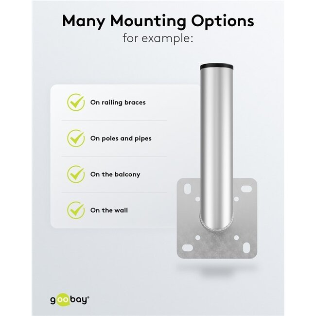 Goobay Wandhalterung für Satellitenschüssel | 35 cm Abstand | 50 mm Durchmesser | Silber