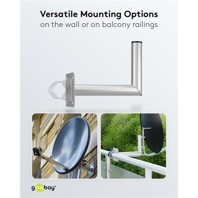 Goobay Wandhalterung für Satellitenschüssel | 35 cm Abstand | 50 mm Durchmesser | Silber