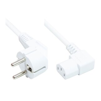 Goobay C13 (winklig/links) - CEE 7/7 (winklig) Stromkabel | 3x 0,75mm² | Weiß | 2 Meter